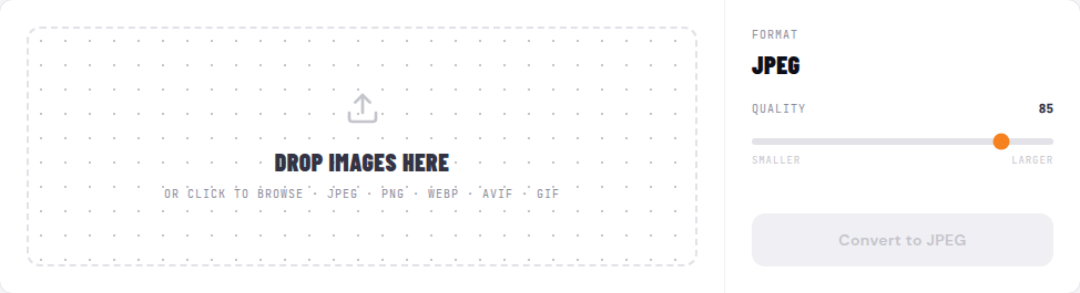 EncodeHive PNG to WebP converter open in a browser, showing the drop zone and quality controls