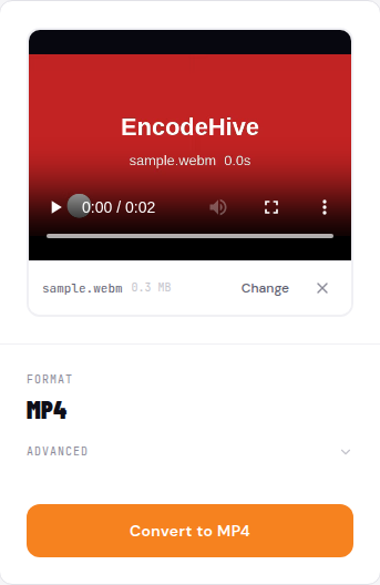 The loaded MOV showing a video preview, file size, output format set to MP4, and a Convert to MP4 button